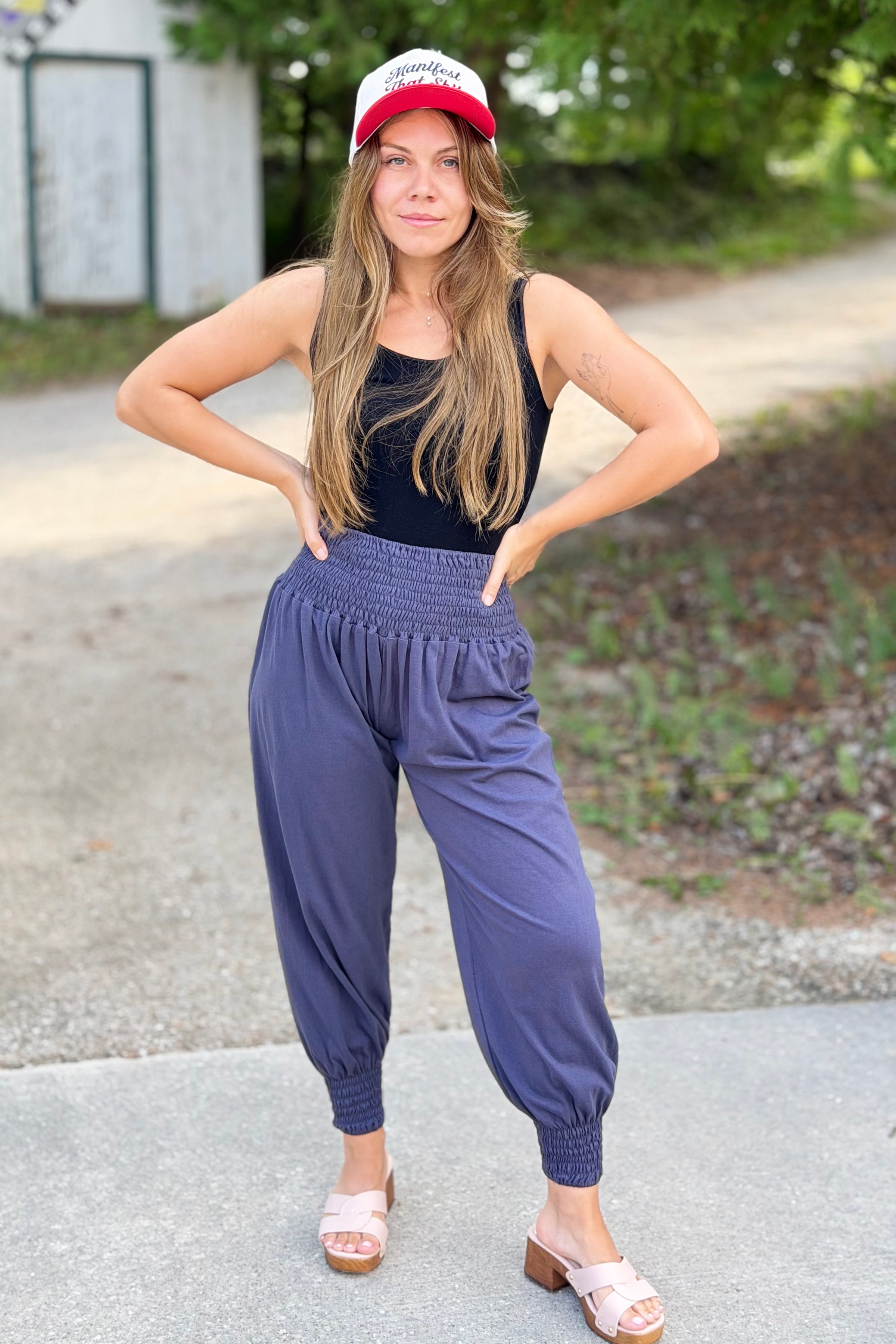 Harem Pants Smock Waist - Grey
