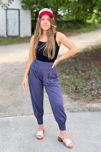 Harem Pants Smock Waist - Grey