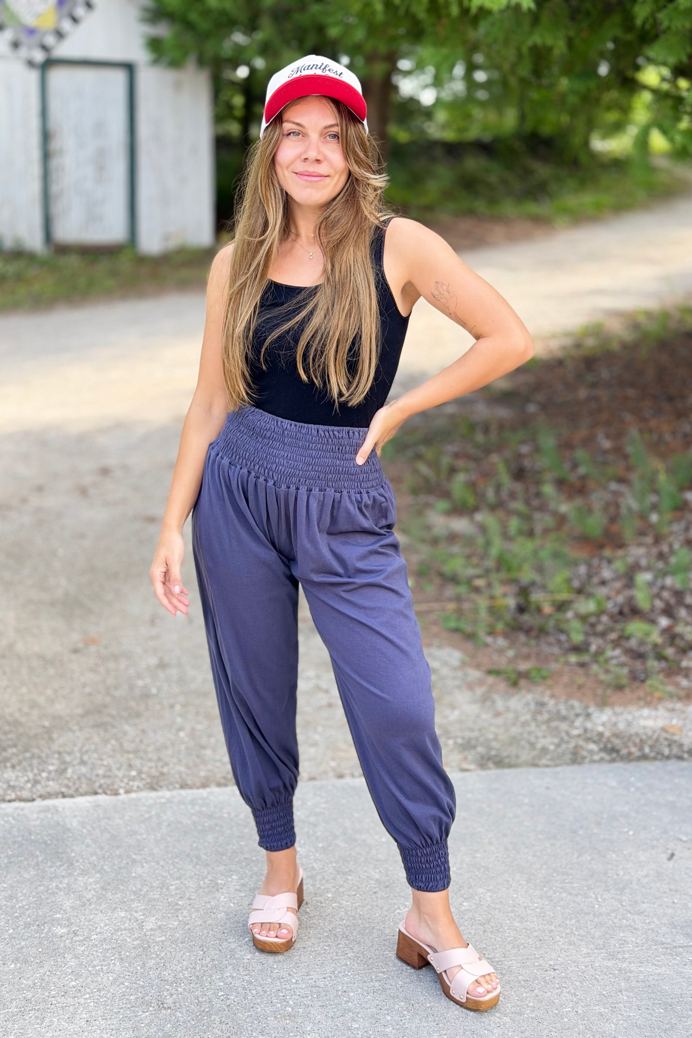 Harem Pants Smock Waist - Grey
