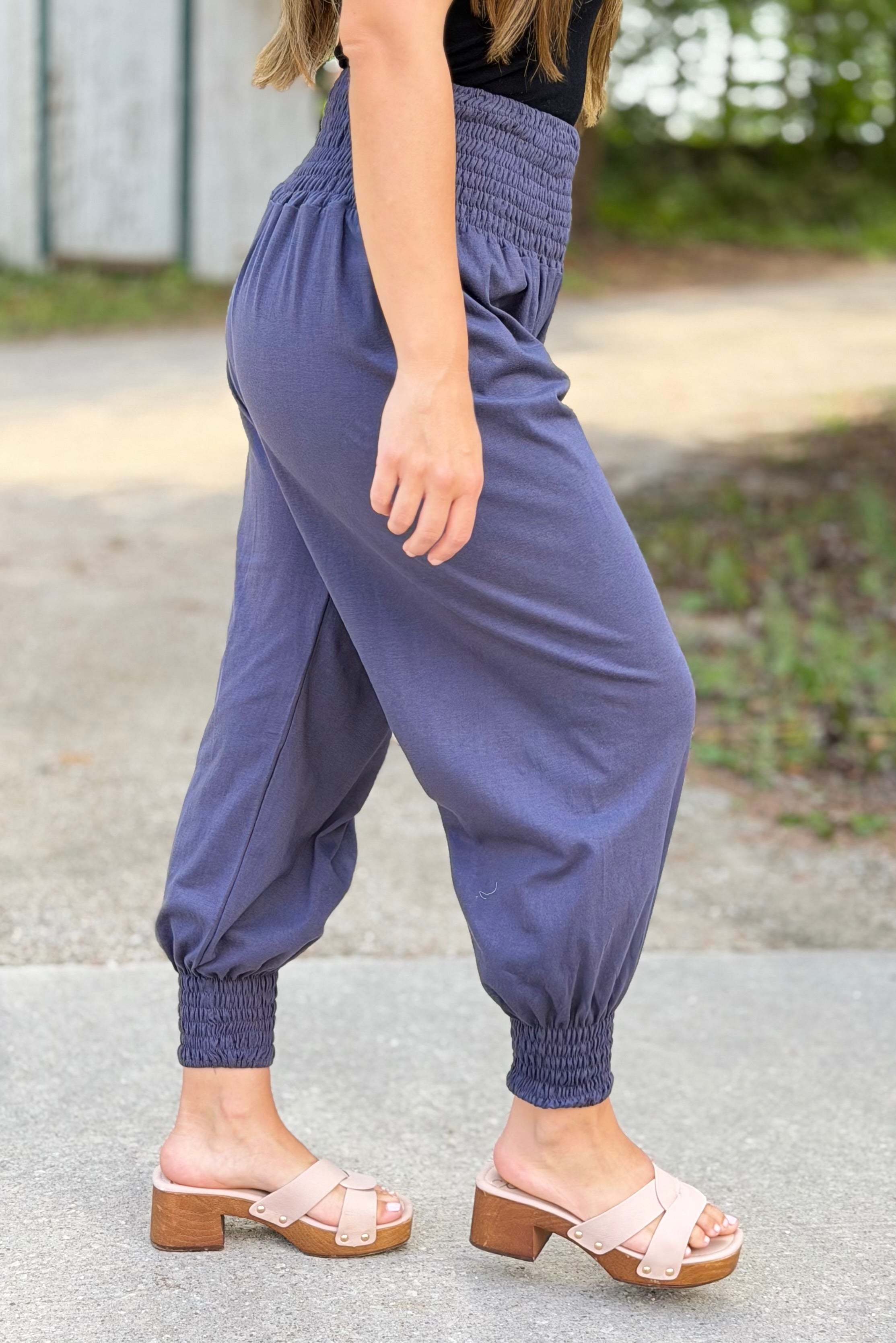 Harem Pants Smock Waist - Grey