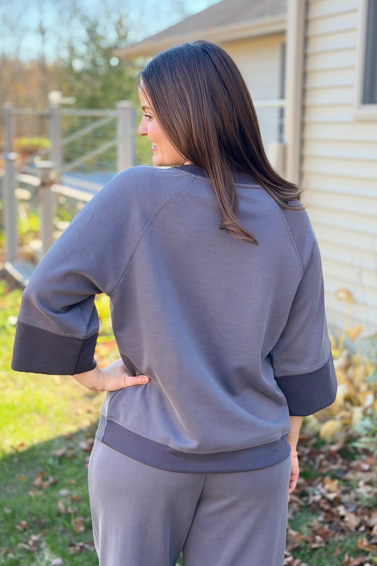 Cloudknit Colorblock Crewneck Top - Charcoal