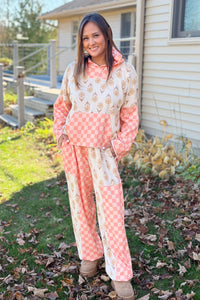 Floral Checkered Patchwork Pants