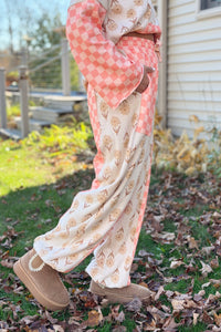 Floral Checkered Patchwork Pants
