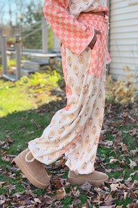 Floral Checkered Patchwork Pants