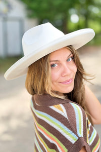 Grommet Belt Fedora Hat - Ivory