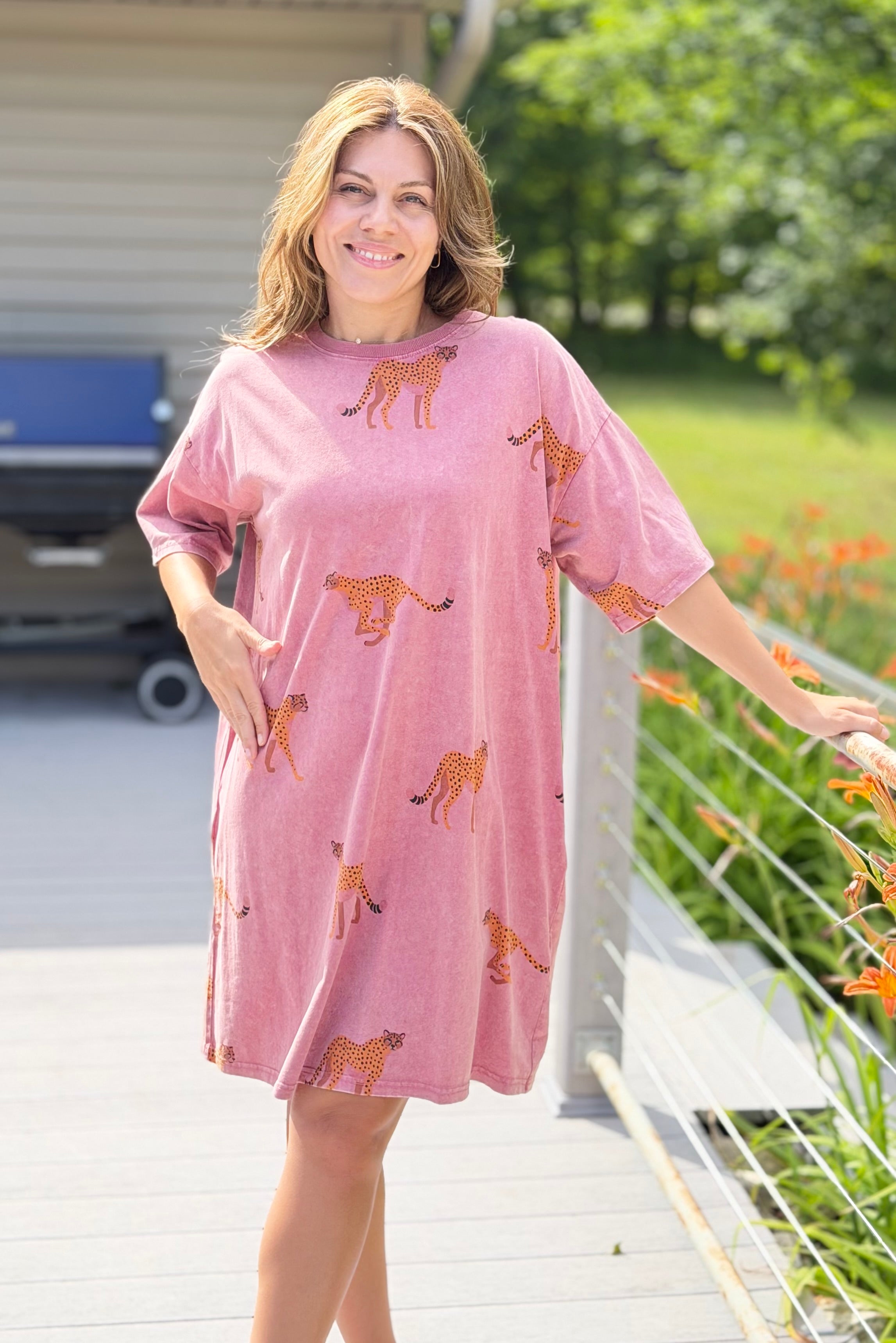 Cheetah Print Dress - Strawberry Smoothie