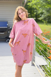 Cheetah Print Dress - Strawberry Smoothie