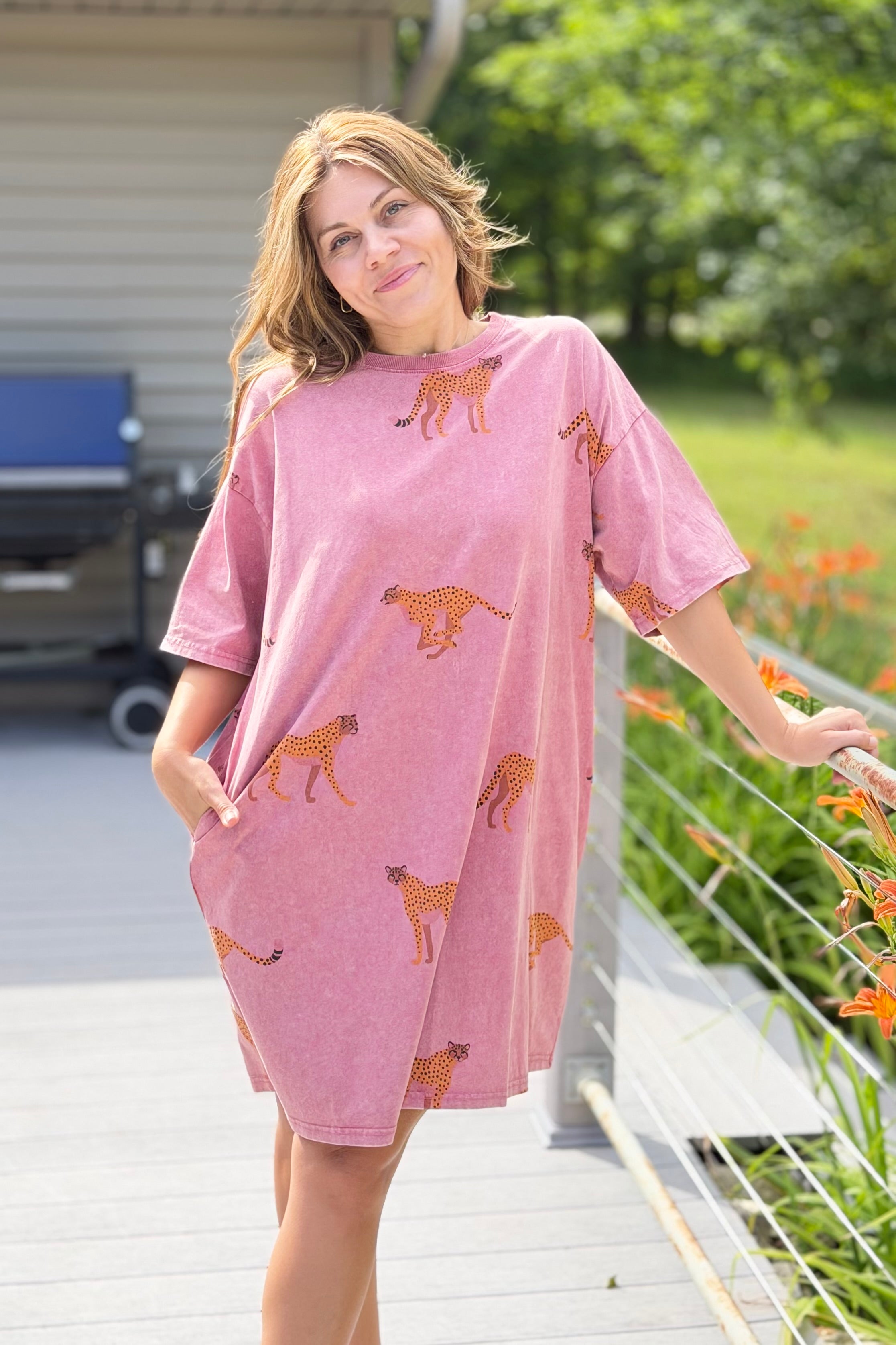Cheetah Print Dress - Strawberry Smoothie