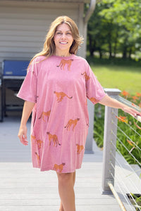 Cheetah Print Dress - Strawberry Smoothie