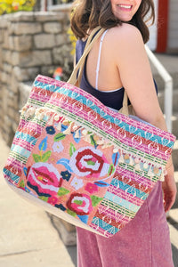Boho Fringe Tote Bag  - Aztec Multi
