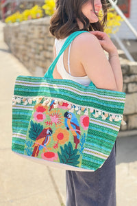 Boho Fringe Tote Bag  - Green