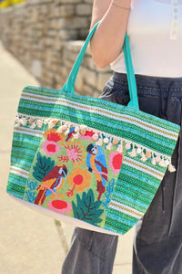 Boho Fringe Tote Bag  - Green