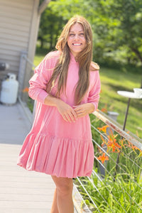 Mineral Washed Bubble Dress  - Antique Rose