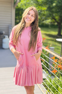 Mineral Washed Bubble Dress  - Antique Rose