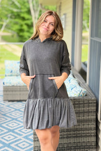 Mineral Washed Bubble Dress - Black