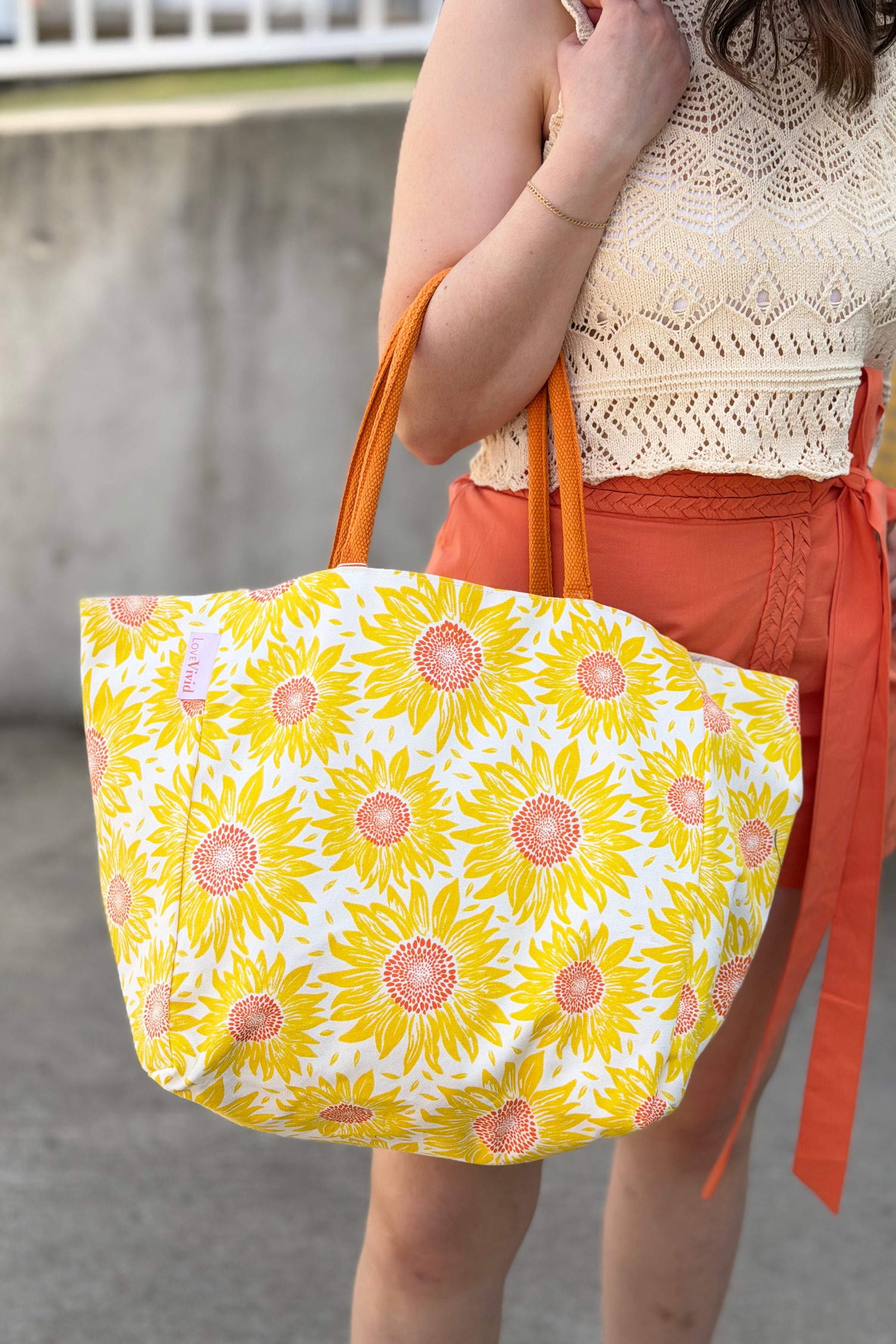 Sunflower Canvas Six Pockets Tote