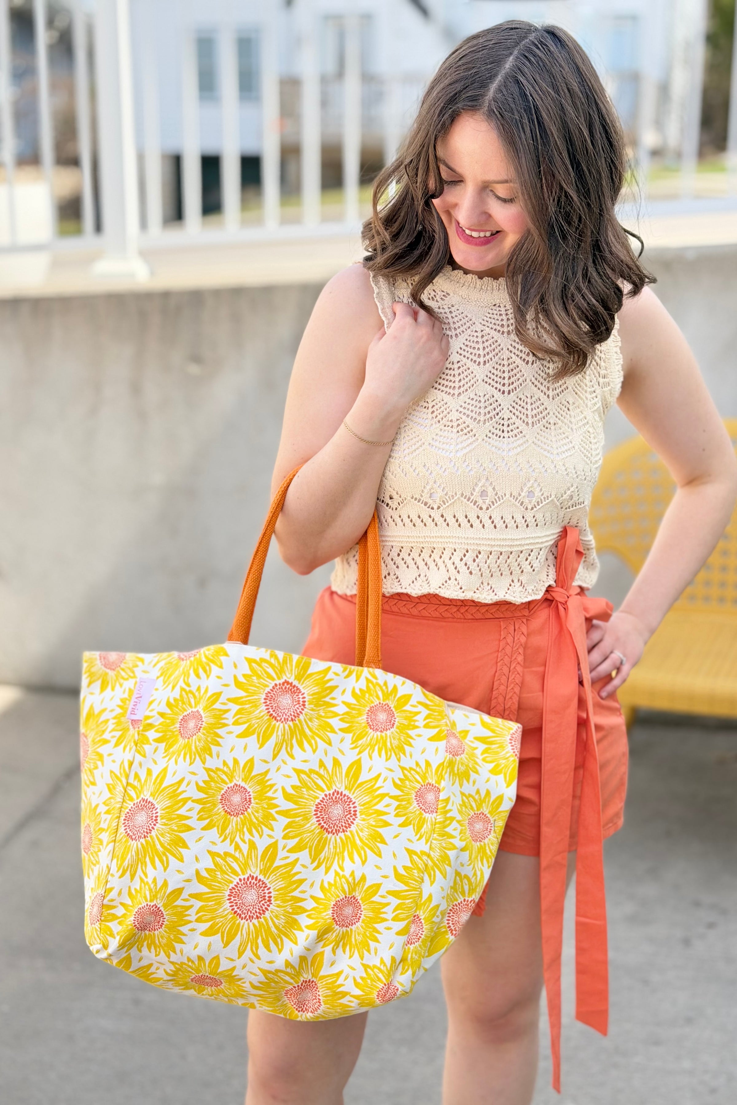 Sunflower Canvas Six Pockets Tote
