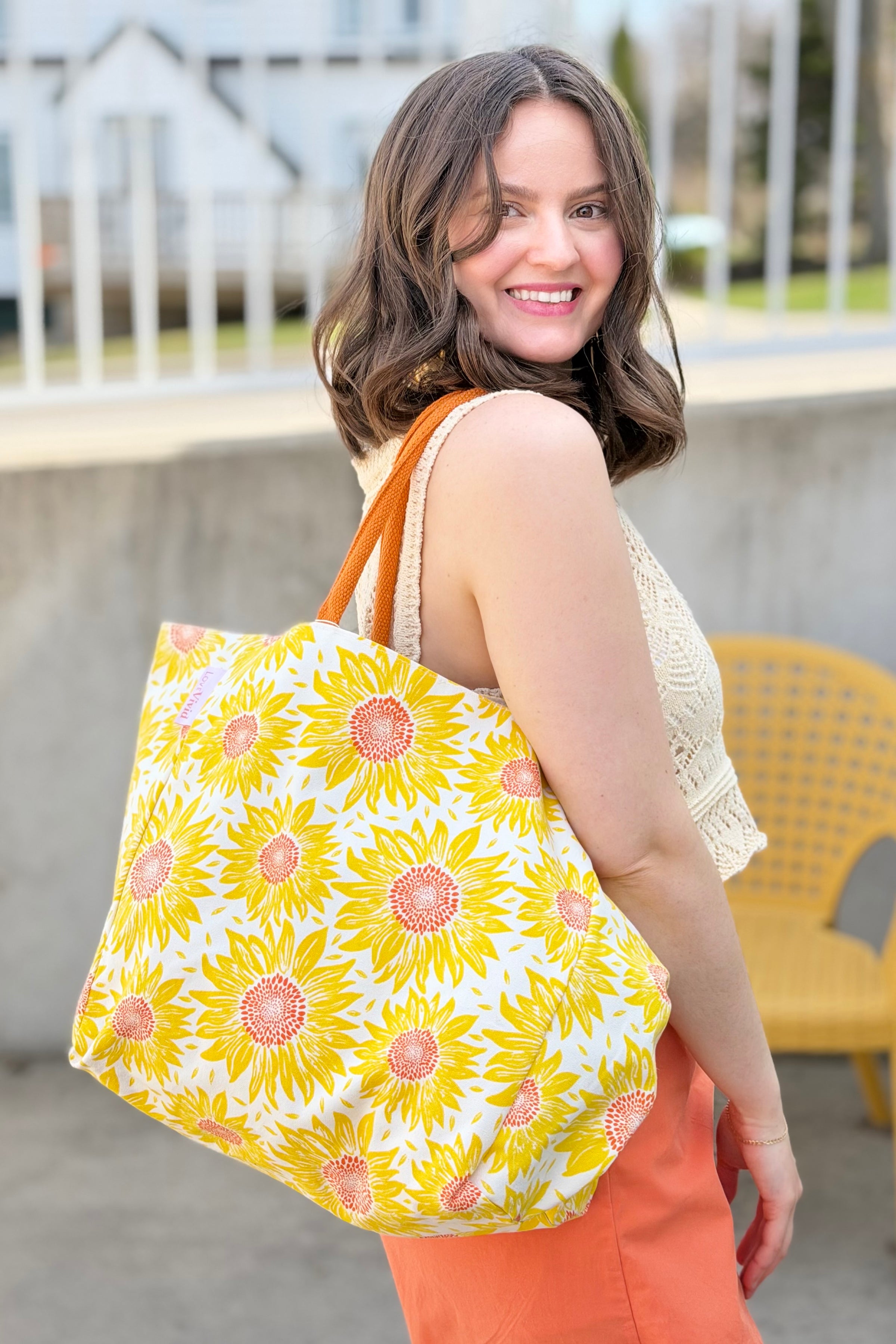 Sunflower Canvas Six Pockets Tote
