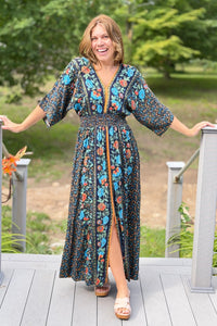 Garden Blossom Maxi Dress - Black