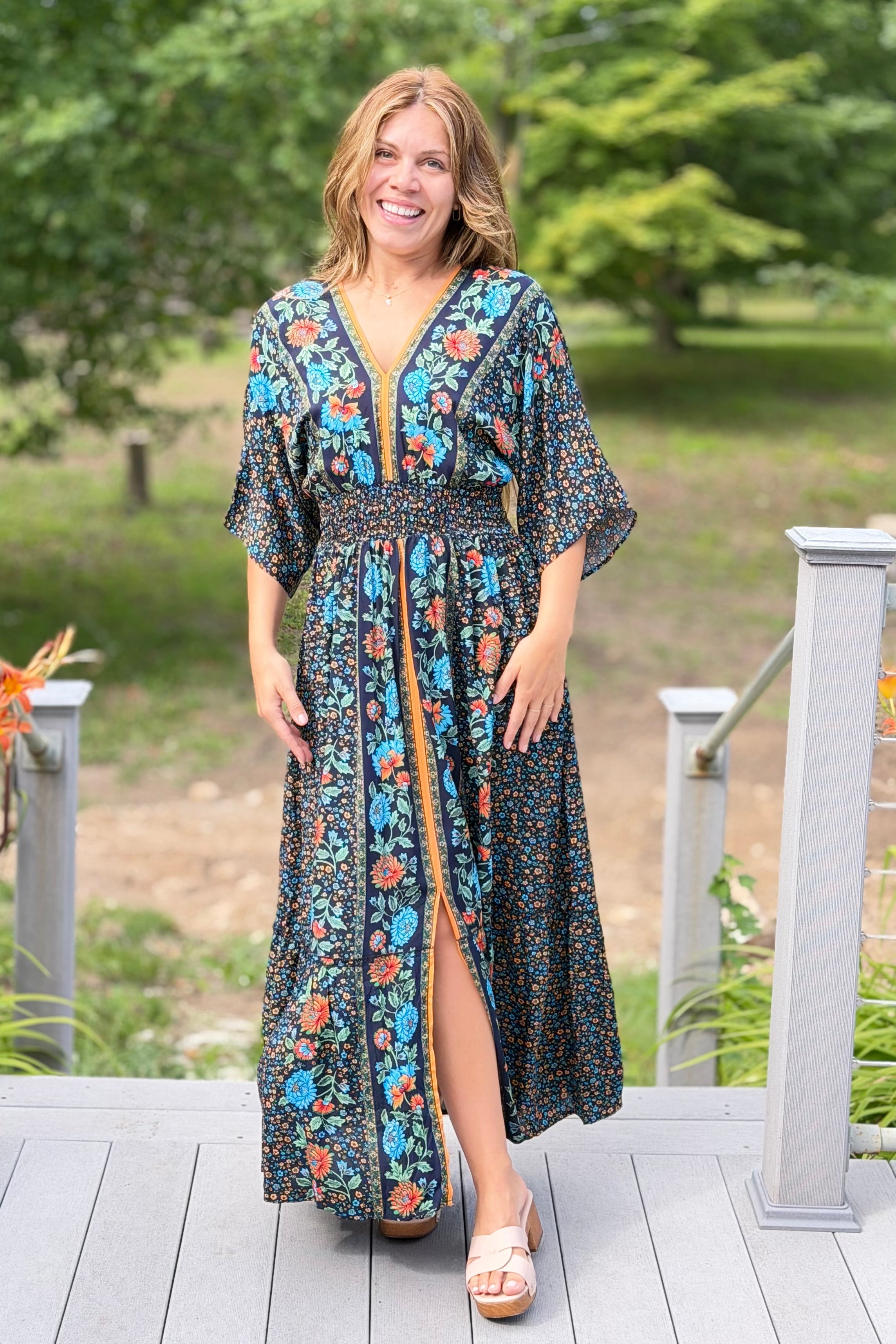 Garden Blossom Maxi Dress - Black