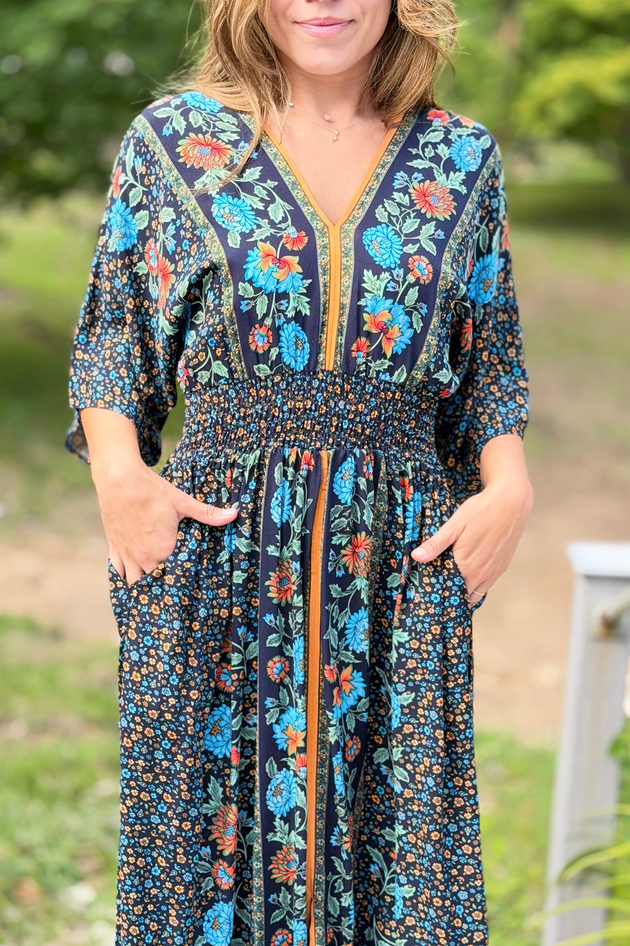 Garden Blossom Maxi Dress - Black