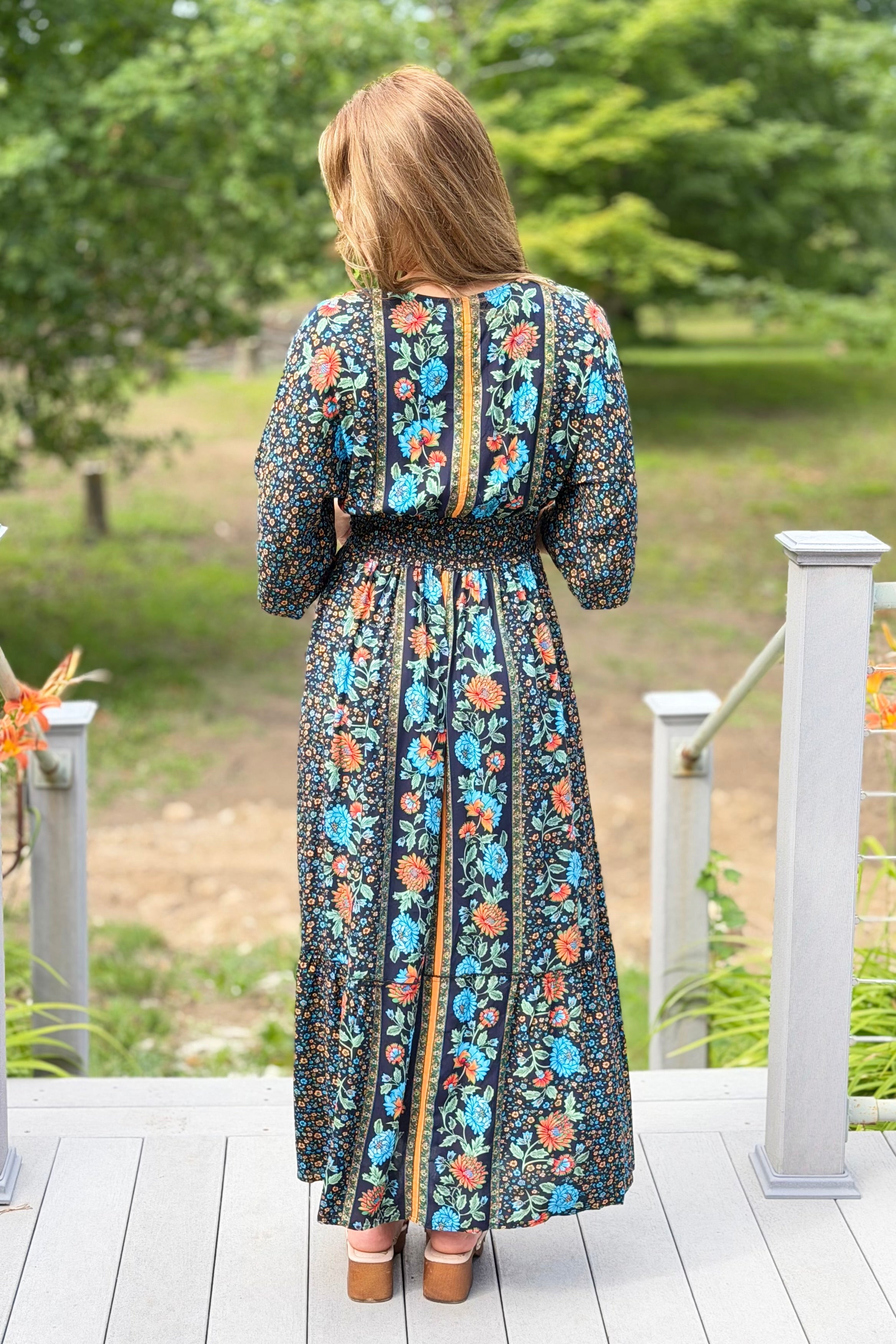 Garden Blossom Maxi Dress - Black
