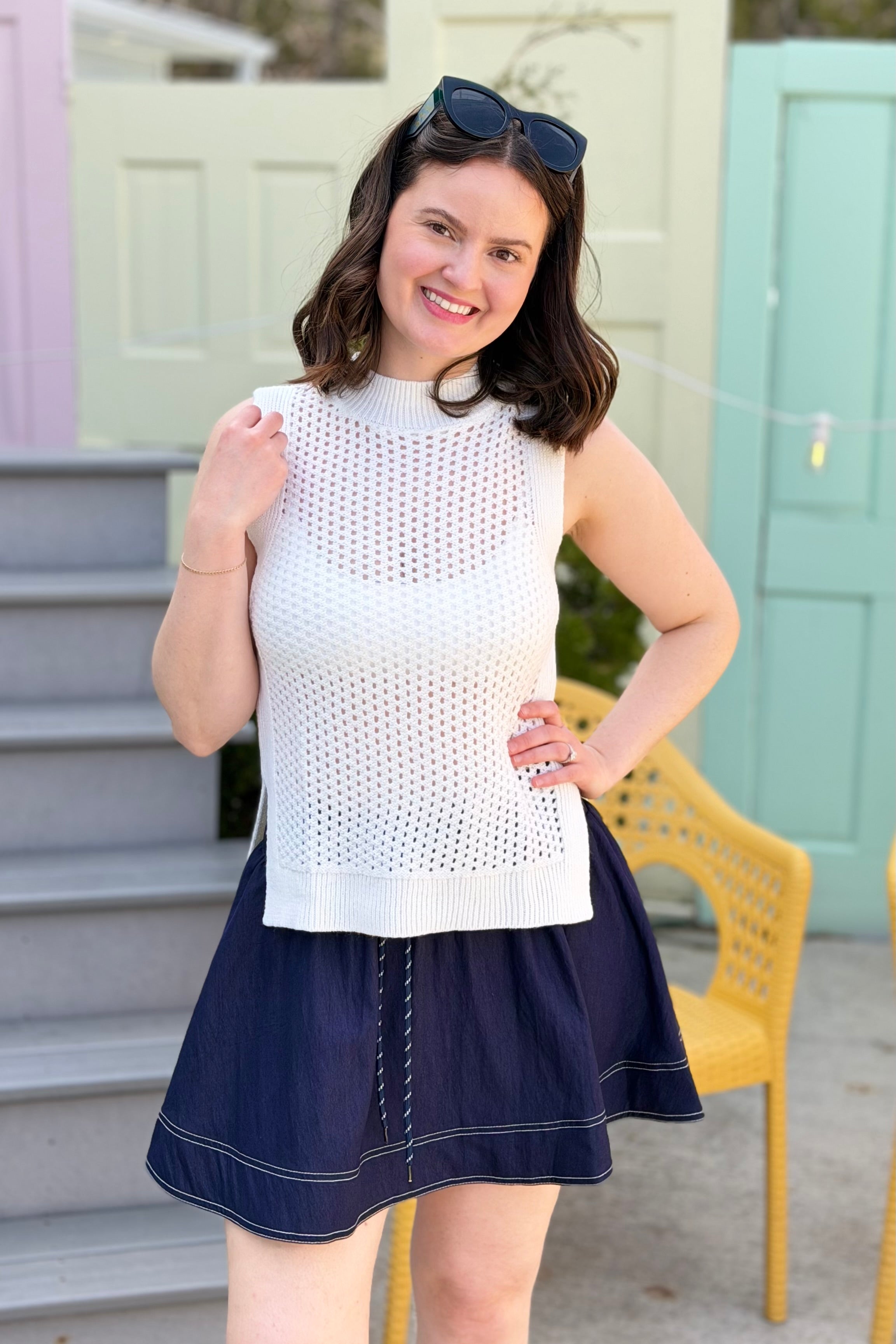Side Slit Knit Top - White