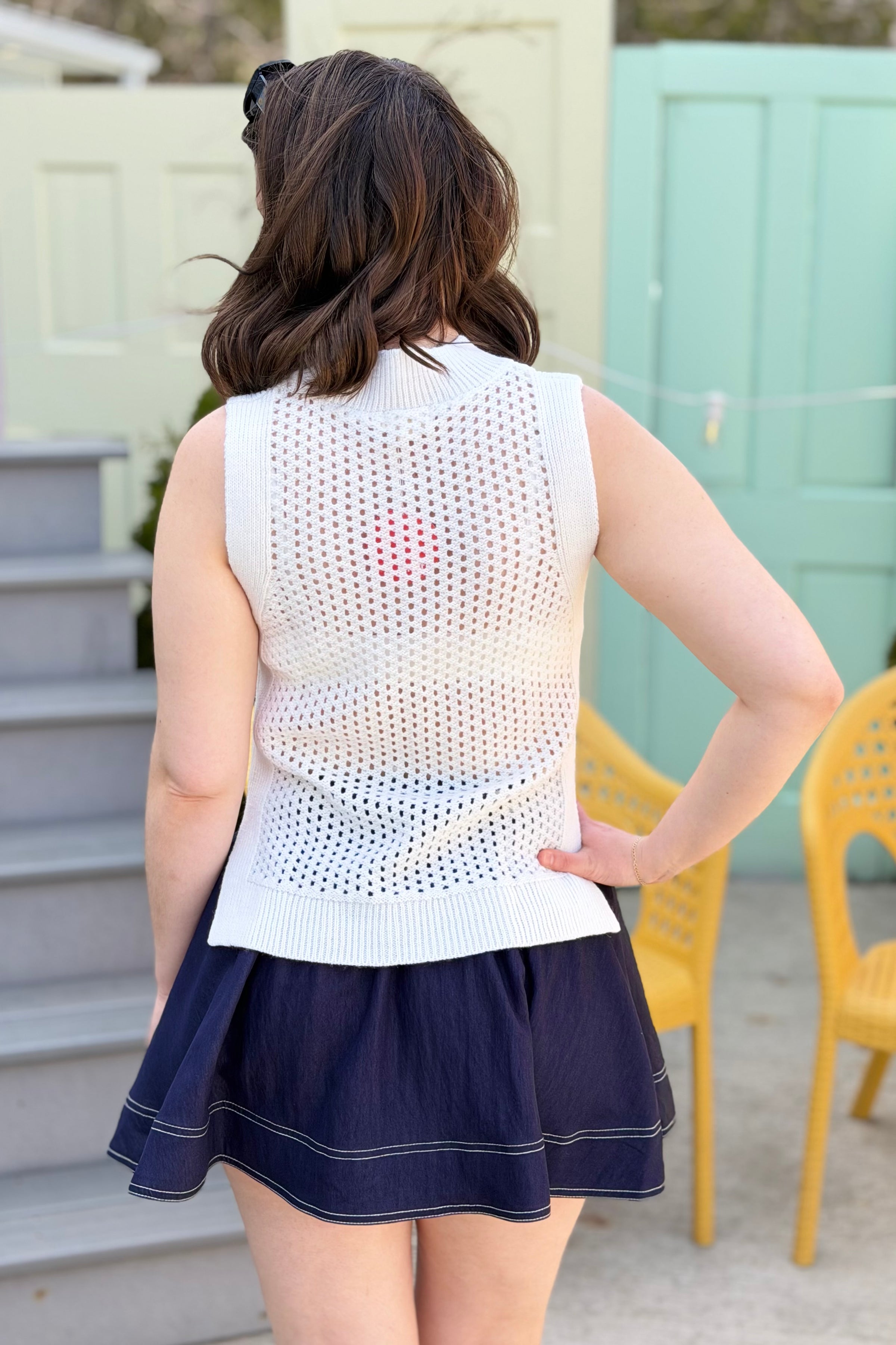 Side Slit Knit Top - White
