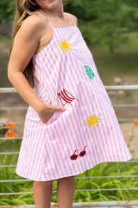 Summer Vibes Embroidery Dress - Pink