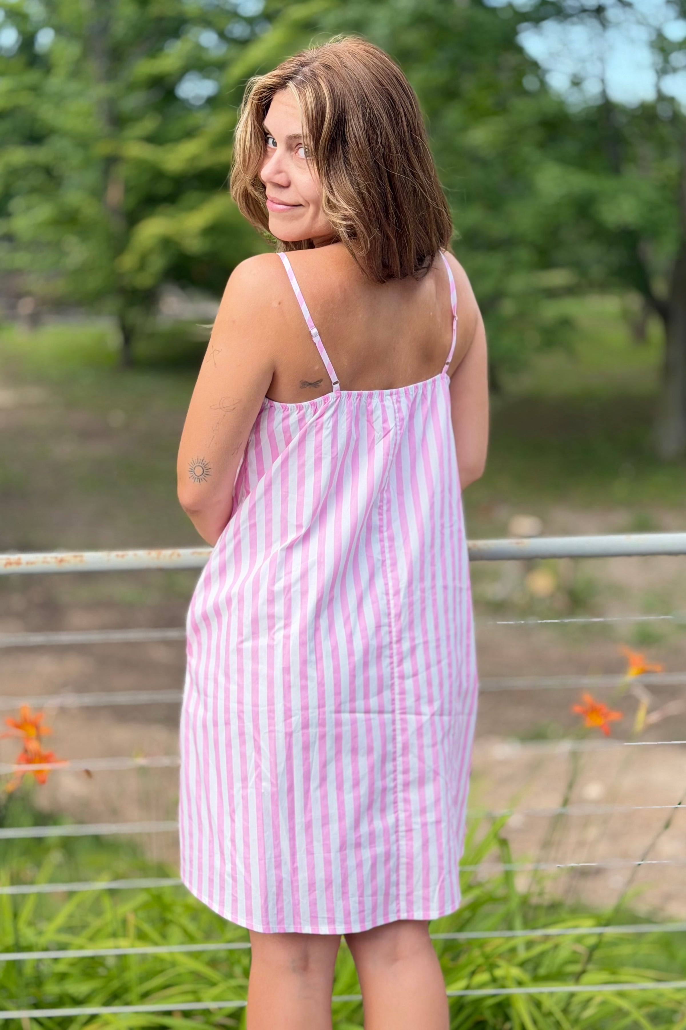 Summer Vibes Embroidery Dress - Pink