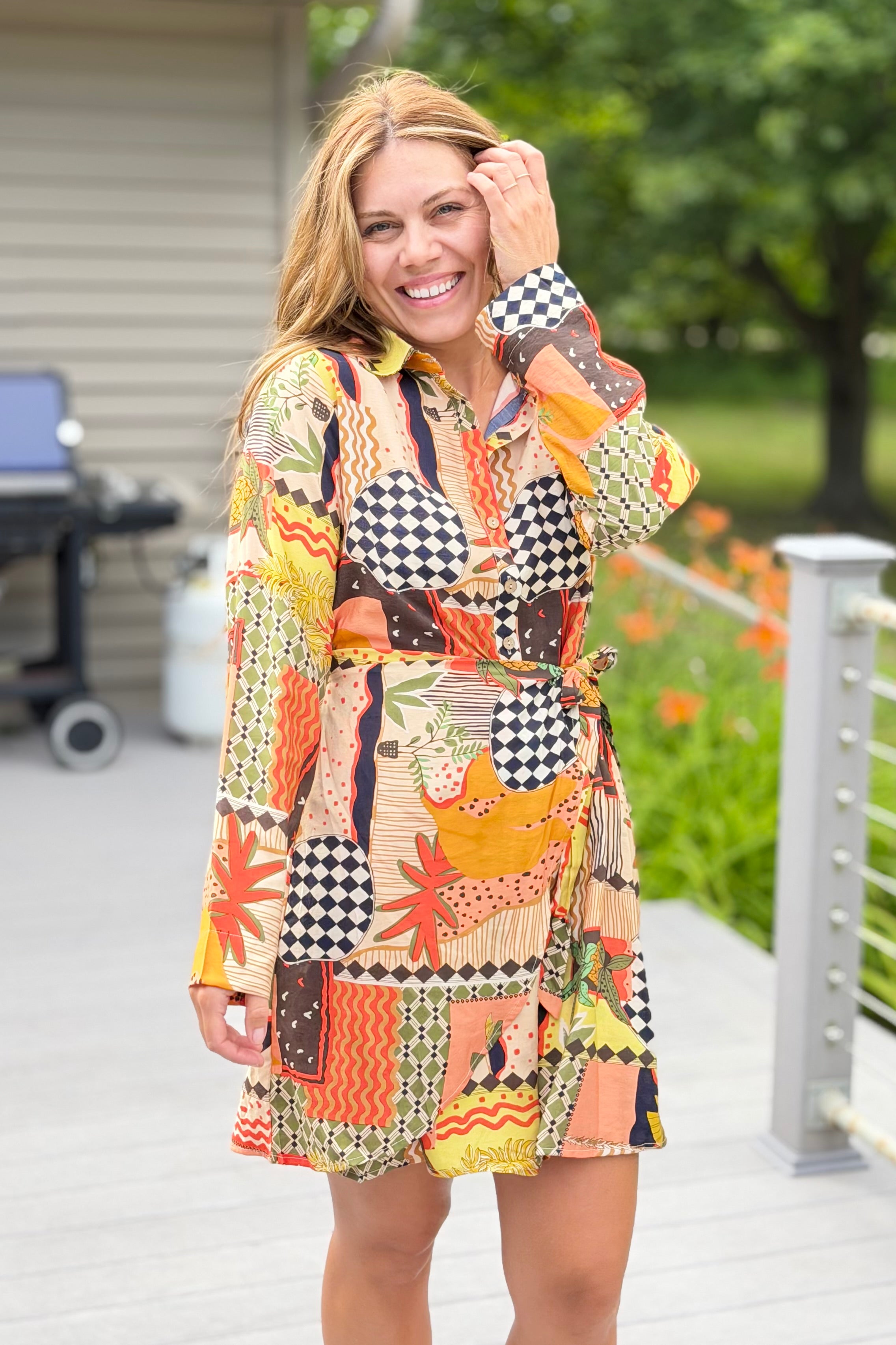 Patchwork Pineapple Dress - Multi