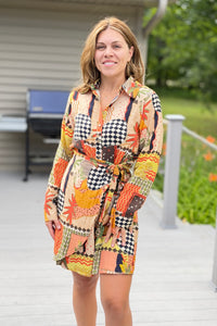 Patchwork Pineapple Dress - Multi