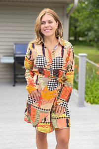 Patchwork Pineapple Dress - Multi
