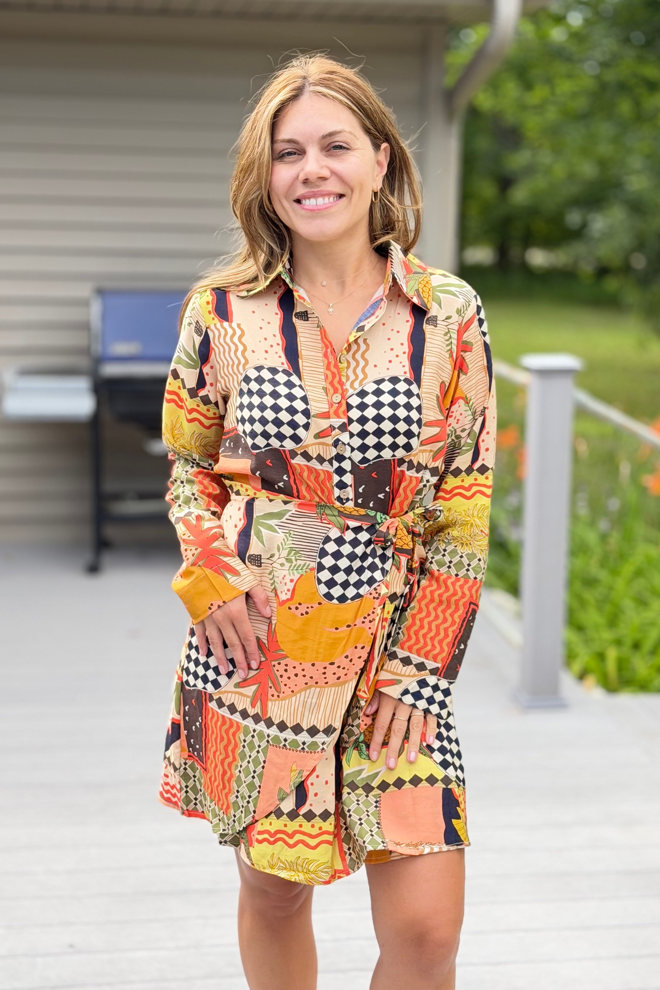 Patchwork Pineapple Dress - Multi