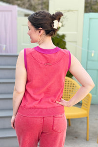 Sleeveless Crewneck Lounge Top - Red