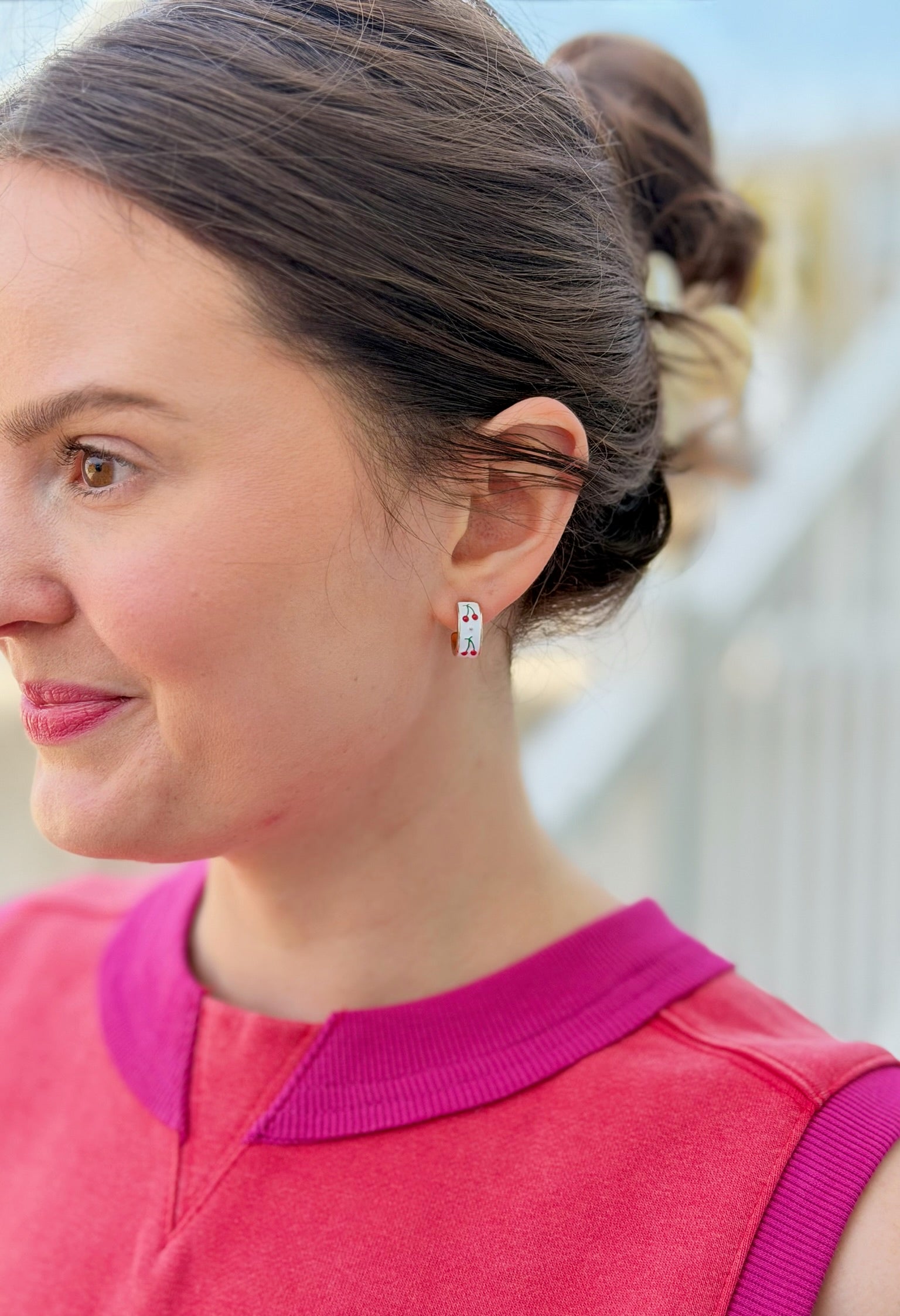 Sweet Cherry Mini Hoop Earrings