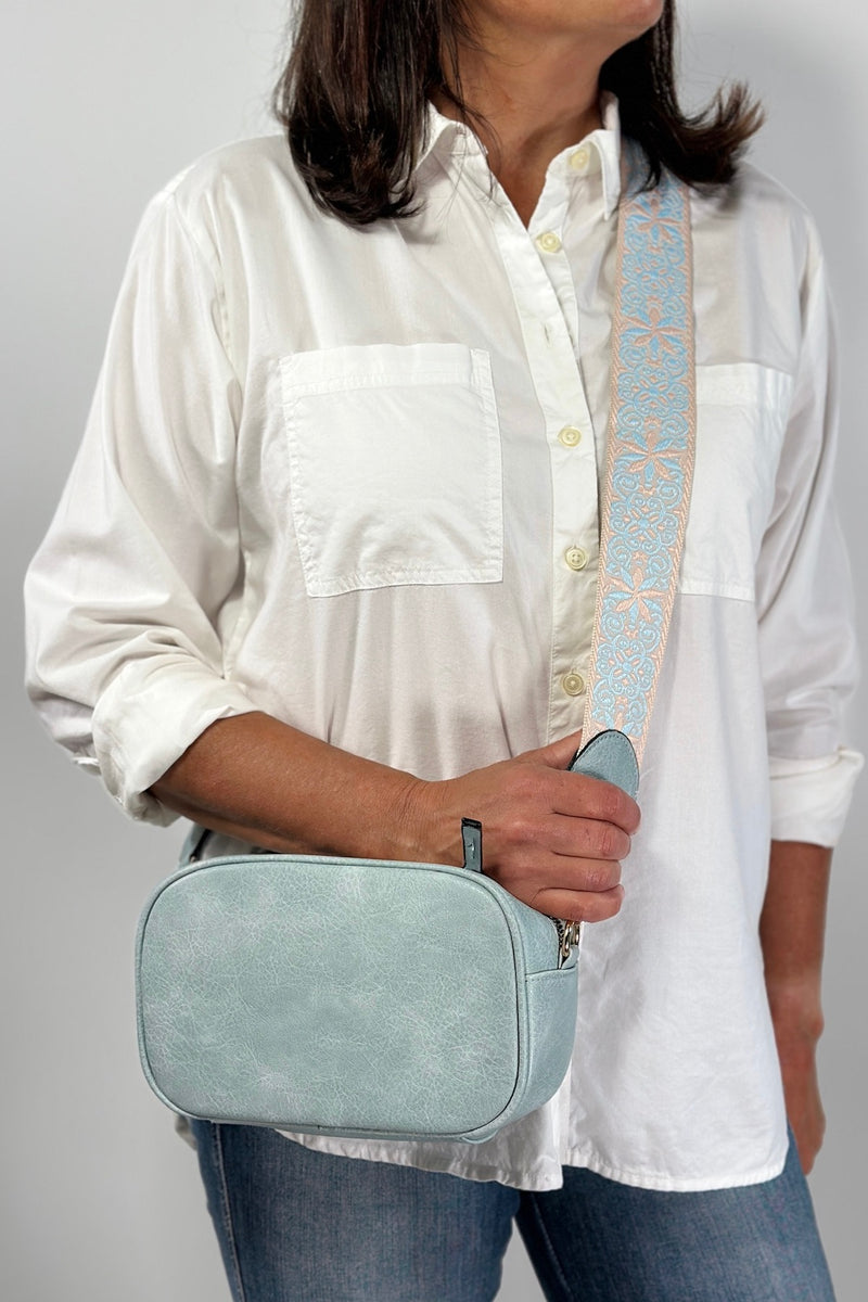 Boho Guitar Strap Crossbody - Baby Blue