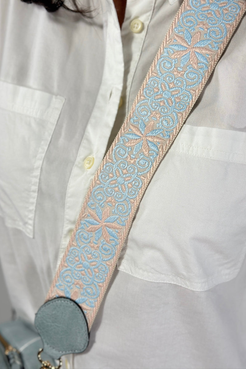 Boho Guitar Strap Crossbody - Baby Blue