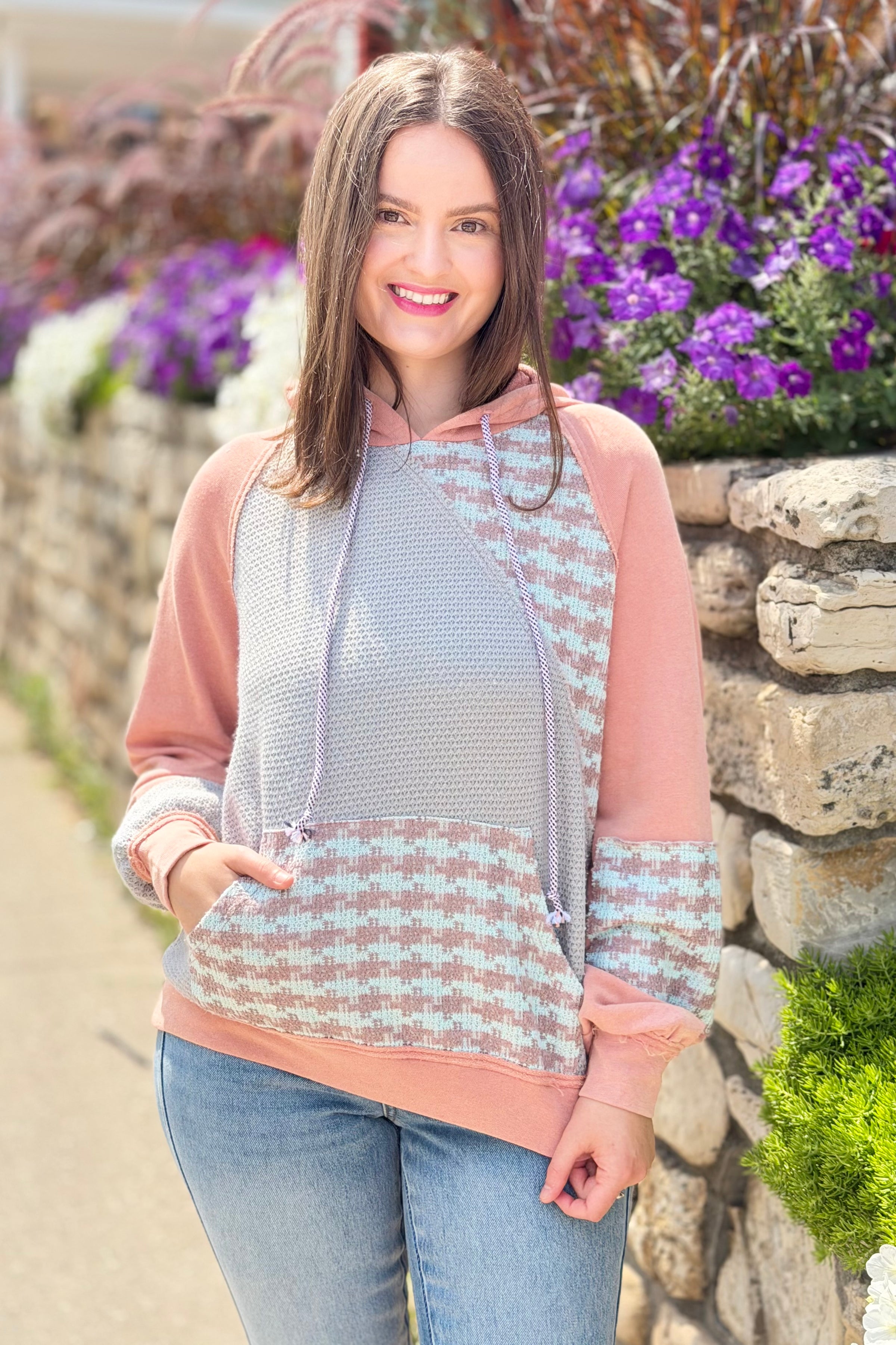 Color Mix Mineral Wash Top - Dusty Coral