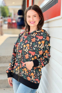 Zip Up Hoodie - Whimsical Mushroom