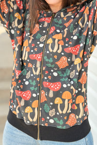 Zip Up Hoodie - Whimsical Mushroom