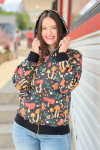 Zip Up Hoodie - Whimsical Mushroom