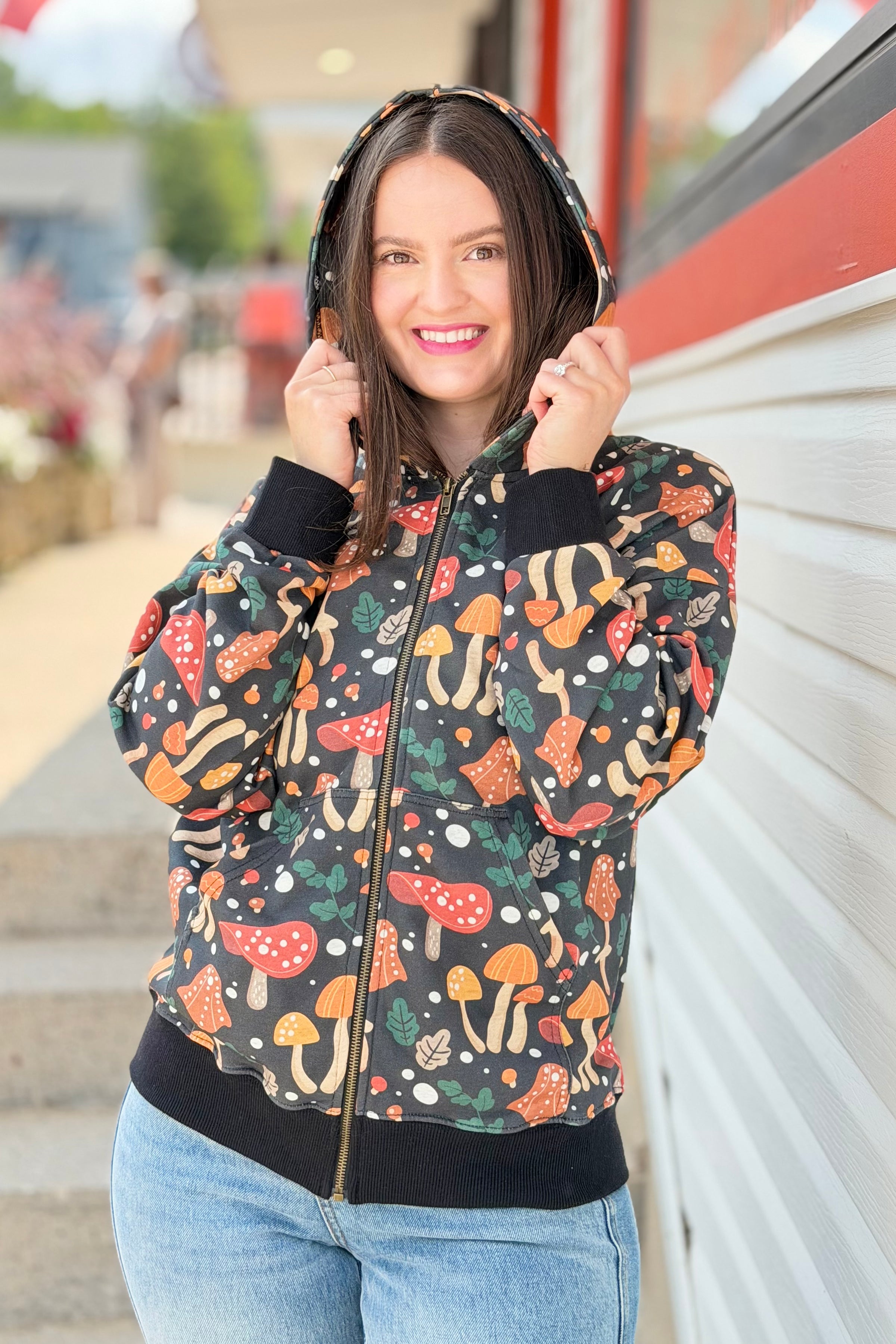 Zip Up Hoodie - Whimsical Mushroom