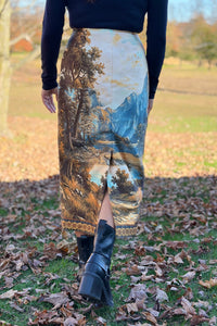Printed Landscape Pencil Skirt