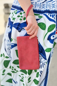 Vibrant Compact Wristlet - Red