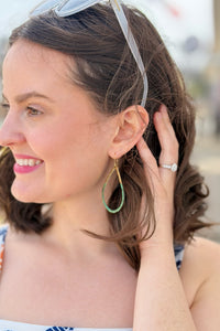 Green & Gold Patina Drop Earrings