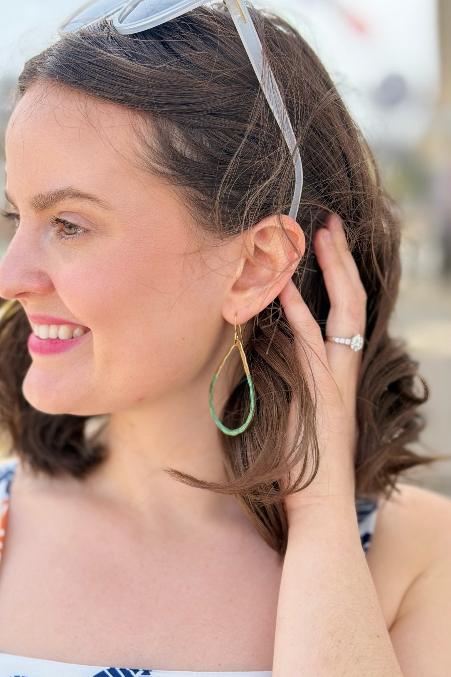 Green & Gold Patina Drop Earrings
