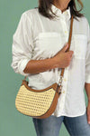 Daisy Half-Moon Rattan Crossbody - Natural