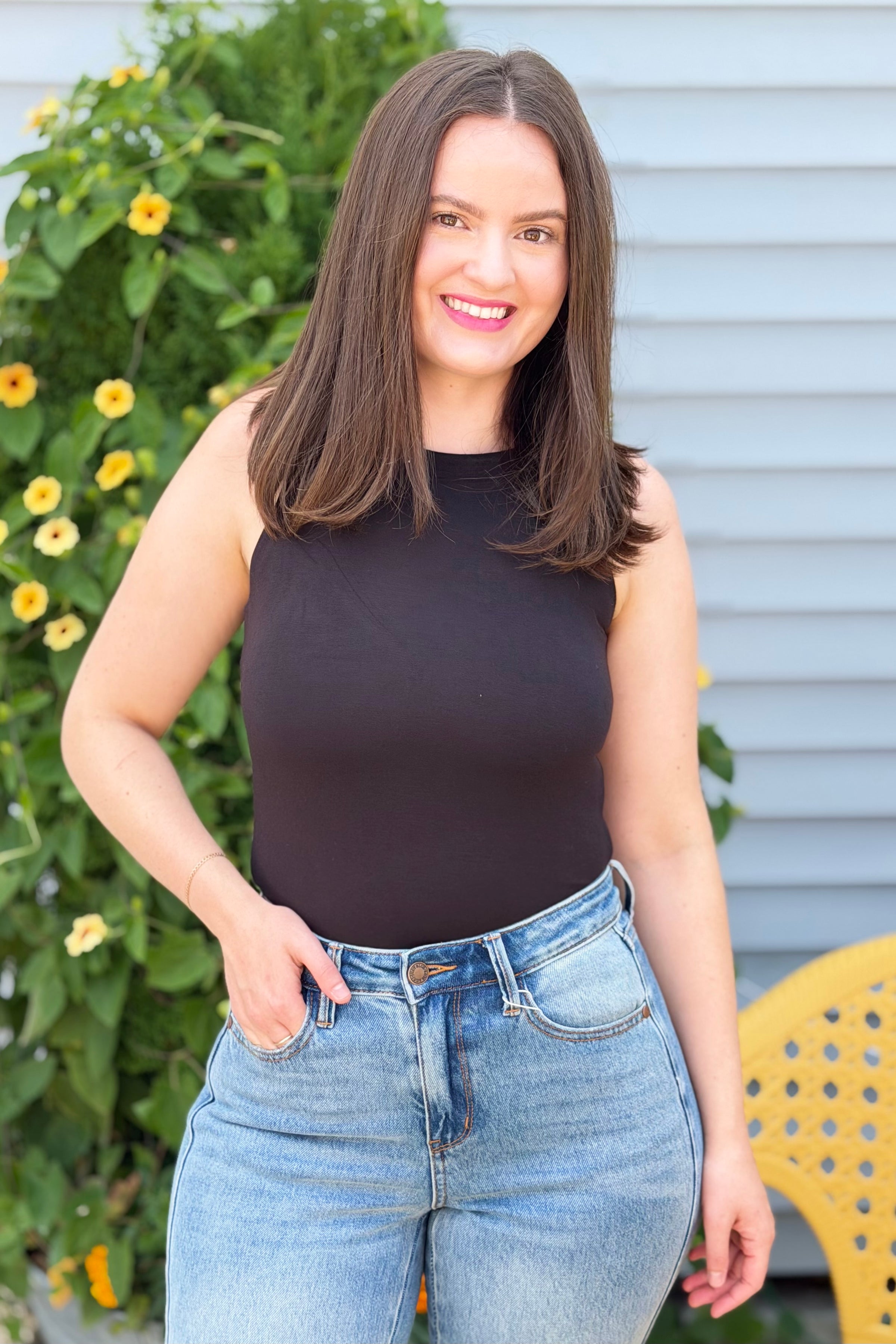 Double Layered Tank Top - Black