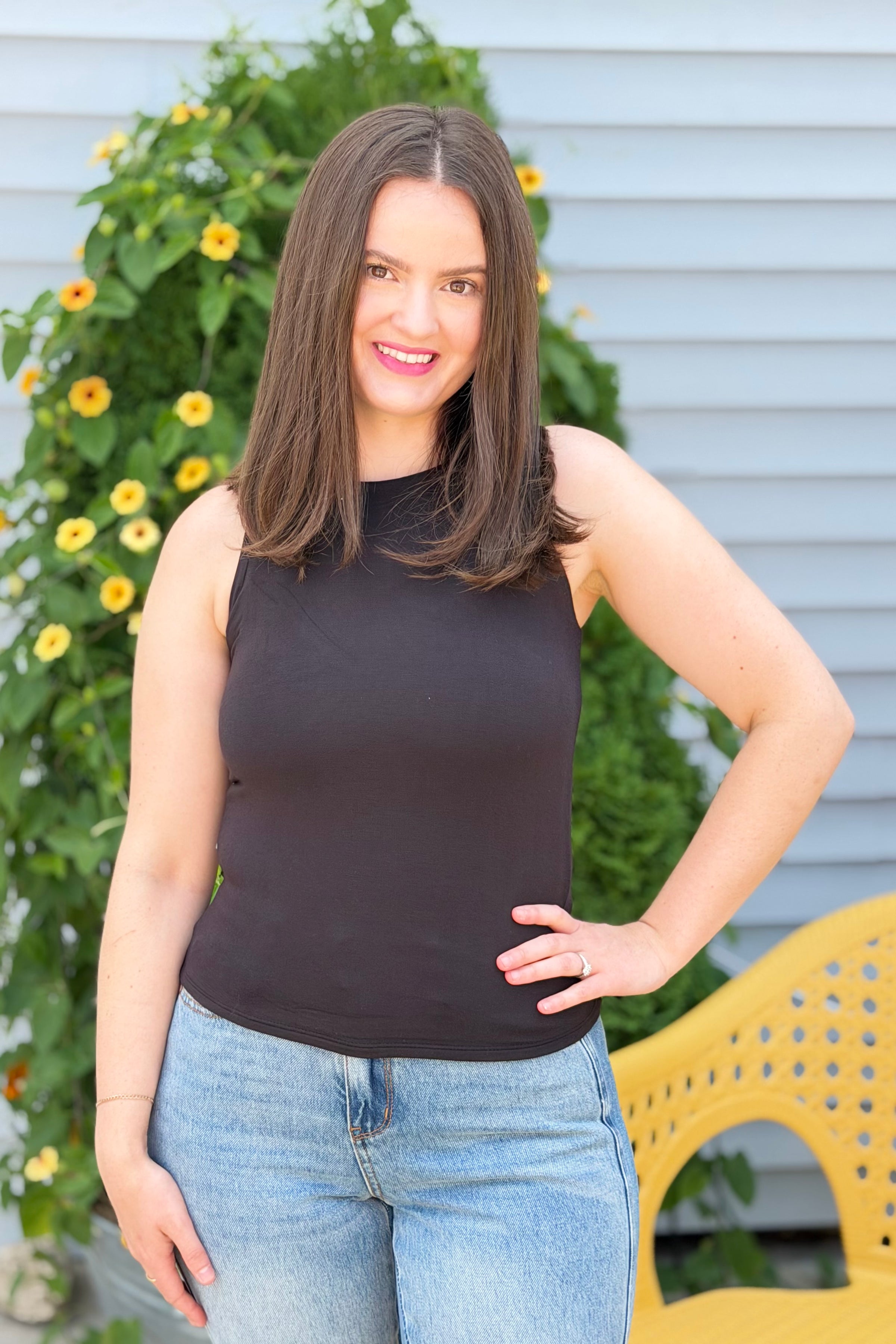 Double Layered Tank Top - Black